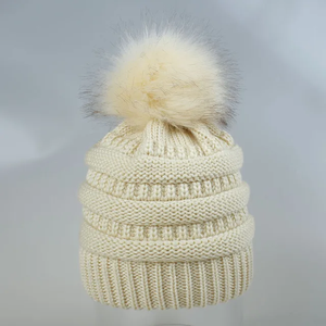 High Quality Winter <b>Slouchy</b> <b>Beanie</b> for Women Customizable Size Warm Fleece Lined Knit Faux Fur <b>Beanie</b> Poms Designed Designer - Product Image 3