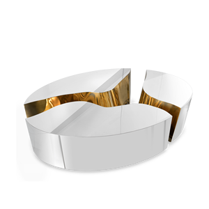 Lapiaz Contemporary Metal Mirrored Oval Center <b>Table</b> Durable Chinese Style Tea <b>Table</b> for Home Living Room Furniture - Product Image 5