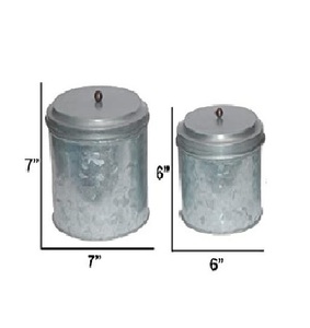 Metal Galvanized Grey <b>Storage</b> <b>Container</b> Wooden Metal Galvanized Handmade Luxury Design Metal armhouse <b>Kitchen</b> Tin Canister - Product Image 2