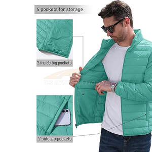 <b>Mens</b> Windproof Water Repellent Puffer <b>Jacket</b> <b>Lightweight</b> Insulated Winter Coat with Breathable Nylon Shell Stand Up Collar - Product Image 5