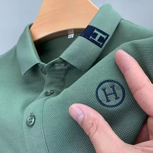 Polo de marca de alta calidad para hombre, camiseta con logotipo personalizado bordado, cuello de contraste sólido, polos de manga corta para hombre - Product Image 3