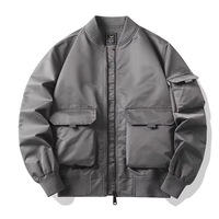 Nouveau blouson de pilote à col montant avec fermeture éclair pour hommes, blouson de printemps épais rembourré Ma1 avec logo personnalisé en coton pour l'hiver