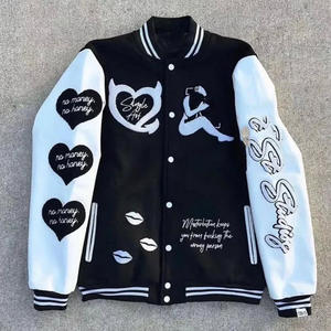 Veste à manches en cuir pour hommes veste de baseball hiver moto Bomber broderie personnalisée Patch homme veste universitaire Letterman - Product Image 3