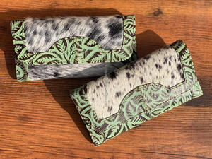 คุณภาพสูงแกะสลัก Cowhide หนังนูนพิมพ์ผู้หญิงคลัทช์ขายร้อนของแท้หนังออกแบบเคสโทรศัพท์กระเป๋าสตางค์หนัง - Product Image 2