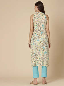 Kurtis Kurta Exclusivos para Mujer, Multicolor, Estampado Digital, Poliéster, Corte sin Mangas, Elegantes, Ramas, Precio al por Mayor, Hechos a Mano en India - Product Image 3