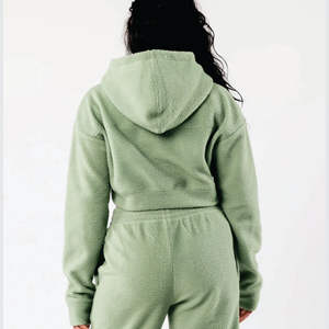 Veste polaire Sherpa pour femmes 2023 Hiver Chaud Doux Peluche Fermeture éclair Sweatshirt Femme Broderie Crop Hoodies Jacket - Product Image 4