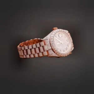 Reloj Automático de Lujo para Hombre con Incrustaciones de Diamantes Moissanite VVS en Oro Rosa, Totalmente Cubierto de Diamantes, Disponible al Mejor Precio - Product Image 2