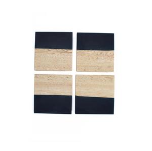 Wood and Resin Stone <b>coaster</b> Christmas Housewarming Home Office <b>Drinks</b> <b>Coasters</b> for Cups Black Color Hot Sale - Product Image 1