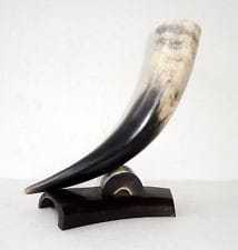 Direct Factory Supply Viking <b>Drinking</b> Horn Mug Natural Polished Buffalo Horn Iron <b>Stand</b> Nautical Style for Party Outfit Export - Product Image 4