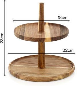 Support à gâteau en bois d'acacia à 2 étages, élégant, fait à la main en Inde, support poli pour la maison, les restaurants, les hôtels et les choix commerciaux à prix de gros - Product Image 5