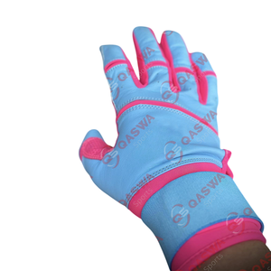 Haute qualité blanc rose et bleu couleur combinaison extensible sangle manchette cuir Baseball gants de frappe - Product Image 4