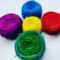 Fil de Soie 100% Recyclé de Haute Qualité, Teint, Écologique, Certifié ISO, Personnalisable, Filé à la Main, Fait Main, Broderie, Tricotage Manuel