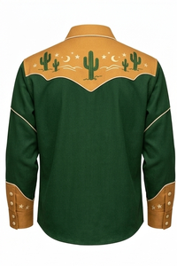 Camisa Vaquera Occidental Unisex Personalizada OEM, Corte Ajustado Informal, con Ribete en Contraste, Manga Larga, Bordada, con Botones - Product Image 2