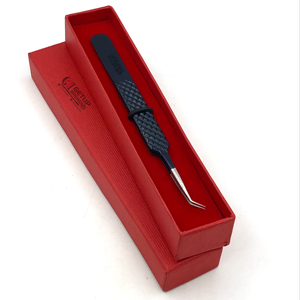 Professionnel nouveau Style minuit poudre revêtement en acier inoxydable 45 degrés Extension de cils pince à épiler Logo personnalisé outil de beauté - Product Image 1