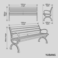 Banc de parc commercial moderne YUBANG, assise en métal perforé, résistant aux intempéries, revêtement en poudre, pour place publique, jardin