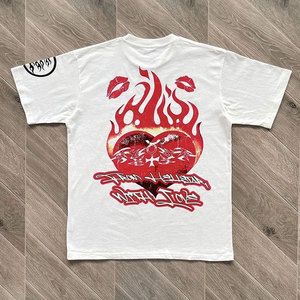 เสื้อยืดพิมพ์ลายดาวแนววินเทจแขนสั้นสำหรับผู้ชายเสื้อยืดโอเวอร์ไซส์ - Product Image 3