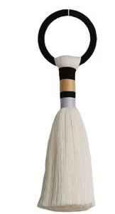 Décoration murale à pompons, suspension murale nordique, artisanat tissé à la main en fibre de polyester, coton et bois - Product Image 3