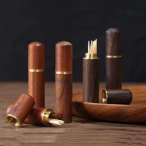 Boîte de rangement pour cure-dents en bois écologique, réutilisable, en bois naturel, pour la cuisine, la table à manger - Product Image 1