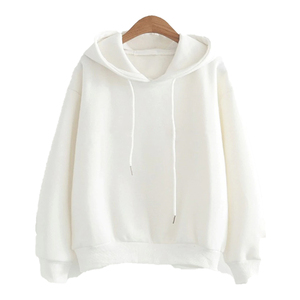 Vestido Sudadera de Invierno Personalizado para Mujer, 100% Algodón, Felpa, Ecológico, Transpirable, Resistente al Viento, con Bordado en Relieve en la Parte Delantera, Cuello Redondo Blanco - Product Image 1