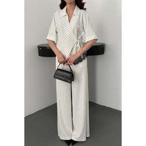 <b>White</b> Striped Lace <b>Set</b> - <b>White</b> - Product Image 4