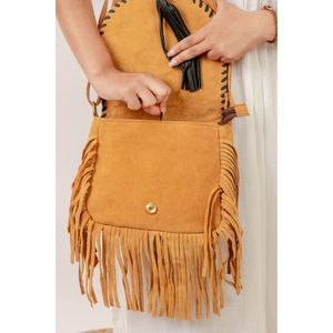 Nuevo estilo occidental Hair On Hide Fur Suede Leather Fringe Bag Bolso de hombro de cuero bohemio de alta calidad para mujer con piedra turquesa - Product Image 4