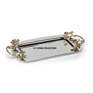 Vente chaude Forme Ovale Bonbons ou Collations Plateau De Service Pour La Décoration De Table Style Moderne Plateau En Métal Solide avec Poignées - Product Image 3