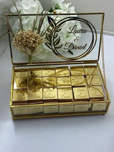 Elegante Caja de Regalo Cuadrada de Cristal con Diseño Dorado, Sofisticación Refinada, Almacenamiento de Joyería de Lujo Ecológico - Product Image 5