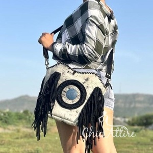 กระเป๋าหนังนิ่มคลุมผมสไตล์ตะวันตกสำหรับผู้หญิง, กระเป๋าหนังสไตล์โบฮีเมียนขนสัตว์คุณภาพสูง - Product Image 1