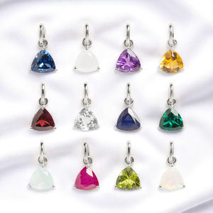 925 argent Sterling pendentifs fins breloques arc-en-ciel pierre de lune trillion coupe pierre précieuse griffe réglage collier faisant des bijoux en gros - Product Image 2