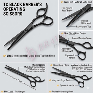 Tijeras de Peluquería Profesionales Negras Mate, Tijeras de Corte de Pelo con Filo Afilado, Tijeras de Peluquería para Salón, Herramienta de Peluquería - Product Image 6
