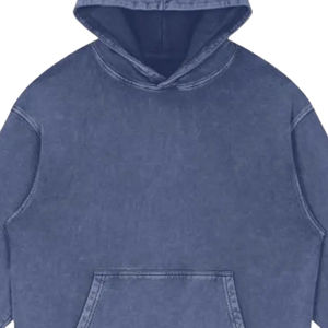 Sudadera con Capucha Extra Grande de Algodón Azul Lavado con Bolsillo Delantero, Ropa Casual de Calle para Hombre, Ajuste Holgado, Sudadera con Capucha Cálida para Invierno - Product Image 5