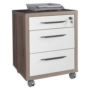 Cassettiera da Ufficio a 3 Cassetti Linea 'Chania' cm. 49 X 45 X H.63 - Quercia/Bianco - Product Image 1