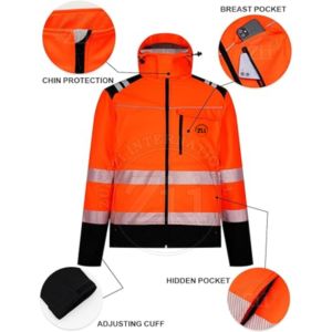 Combinaison de sécurité ignifuge pour travaux d'hiver, conforme à la norme ANSI Classe 1, avec réfléchissant LED, en polaire de coton, veste de travail, pour la conduite en extérieur, séparée - Product Image 3