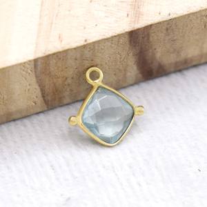 Charme coussin en quartz aqua, deux bézels Rawa, petit pendentif, pierre précieuse facettée, pierre de naissance pour bijoux DIY - Product Image 1