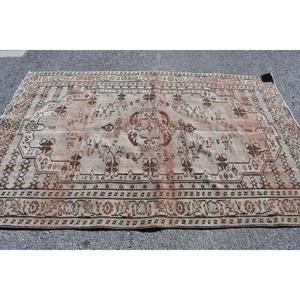 5.1x7.9 ft Vintage Rug, Rug, <b>Brown</b> Floral Rug <b>Wool</b> - Product Image 3