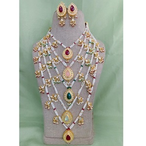 Conjunto de Collar de Lujo de Varias Capas con Perlas y Circonitas de Latón, con Pendientes Largos Colgantes, para Bodas, Compromisos, Fiestas y Regalos - Product Image 1