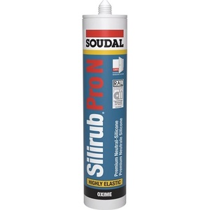 Soudal Silirub Pro N Blanco, Sellador de Silicona en Cartucho de 300 ml para Manualidades con Vidrio - Product Image 1