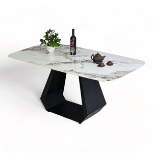 Ensemble de salle à manger moderne avec plateau en marbre et 6 chaises rembourrées pour la cuisine et le salon, meubles de maison - Product Image 2