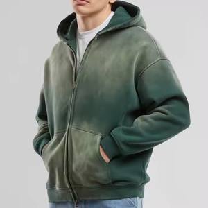 Pull-over à capuche zippé pour hommes, sweat à capuche avec fermeture éclair, coupe carrée, mode streetwear - Product Image 2