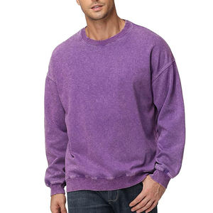 Service personnalisé OEM lavage à l'acide O cou taille personnalisée 100% coton motif solide Basics coton mélangé sweat-shirt pour hommes - Product Image 1