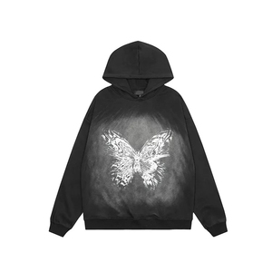 Vente directe d'usine Polyester 100% coton polaire épaisseur en détresse lavé à capuche - Product Image 1