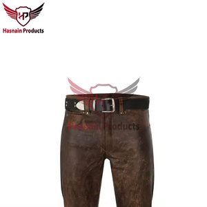 Pantalon en cuir de moto décontracté élégant pour hommes personnalisable OEM tissu délavé foncé-déclaration de mode chaude - Product Image 3