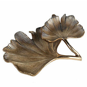 Bandeja de servicio con forma de hoja doble de la mejor calidad, utensilios de cocina decorativos de latón para restaurante con fines decorativos - Product Image 1