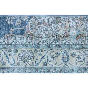 Alfombra Vintage de 2.2x5.1 pies, Alfombra Turca Pequeña, Alfombra de Lana Azul Abstracta - Product Image 5