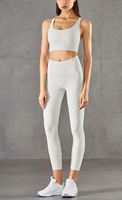 Nouveaux ensembles de yoga décontractés personnalisés pour femmes, ensemble deux pièces uni d'été, haut court sans manches, tricoté 100% coton respirant, sexy, club