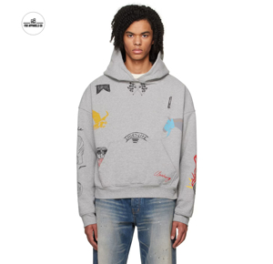Wholesales Hoodies <b>Dark</b> <b>Grey</b> High Quality Various Colored Thermal Cotton <b>Hoodie</b> Streetwear Oversized Heavyweight Hoodies - Product Image 3