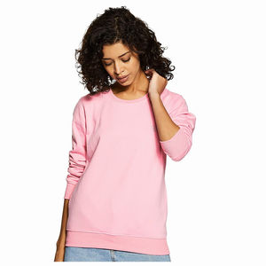 2025 ropa informal para mujer, suéter de lana de algodón, sudaderas de invierno con cuello redondo OEM de Color Rosa elegante - Product Image 1