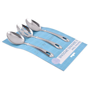 Prix de gros ensemble de 3 cuillères de service lourdes de qualité supérieure en acier inoxydable avec un design classique élégant - Product Image 1