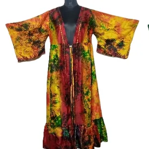 Tie dye Silk long hippy kimono alla moda e designer long silk tie dye kimono export quality fabric