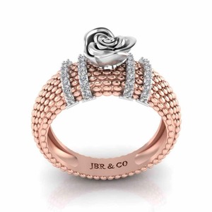 Best Offer Round Diamond Rose Gold Two Tone 925 <b>Sterling</b> <b>Silver</b> Heartily Beads Rose Engagement <b>Ring</b> For Women At Best Price - Product Image 3